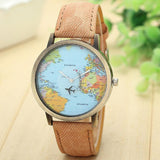 Denim Fabric Globe Dress Watch