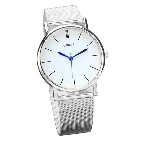 Silver Dress Business Brand Stainless Steel Band Quartz Wrist watch