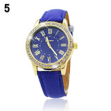 Golden Rhinestone Geneva Roman Numerals Dial Analog Quartz Wrist Watch