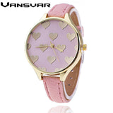 Leather Strap Love Heart Quartz Wrist Watch