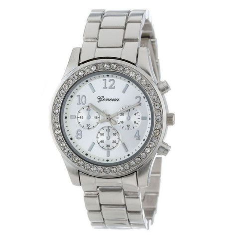 Geneva Watch Steel Sport Casual Three Clock  Diamond Quartz