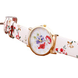 Flower Patterns Leather Wrist Watches