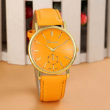 Gold Geneva PU Leather Analog Quartz Dress Watches