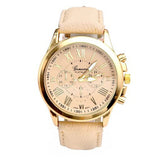 Gold Geneva PU Leather Analog Quartz Dress Watches