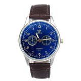 Splendid Black Band Waterproof Leather Blue Ray Glass Quartz Analog Watches