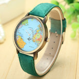 Denim Fabric Globe Dress Watch