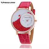 Leather Strap Rhinestone Wrist Dress Watch