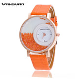 Leather Strap Rhinestone Wrist Dress Watch