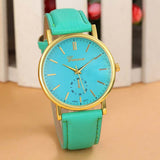 Gold Geneva PU Leather Analog Quartz Dress Watches