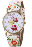 Flower Patterns Leather Wrist Watches