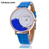 Leather Strap Rhinestone Wrist Dress Watch