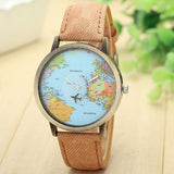 Denim Fabric Globe Dress Watch