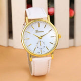 Gold Geneva PU Leather Analog Quartz Dress Watches