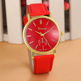 Gold Geneva PU Leather Analog Quartz Dress Watches