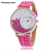 Leather Strap Rhinestone Wrist Dress Watch