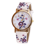 Flower Patterns Leather Wrist Watches