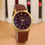 Gold Geneva PU Leather Analog Quartz Dress Watches