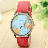 Denim Fabric Globe Dress Watch