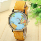 Denim Fabric Globe Dress Watch