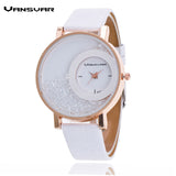 Leather Strap Rhinestone Wrist Dress Watch