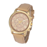 Gold Geneva PU Leather Analog Quartz Dress Watches