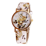 Flower Patterns Leather Wrist Watches