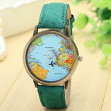 Denim Fabric Globe Dress Watch