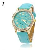 Golden Rhinestone Geneva Roman Numerals Dial Analog Quartz Wrist Watch