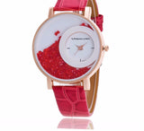 Leather Strap Rhinestone Wrist Dress Watch