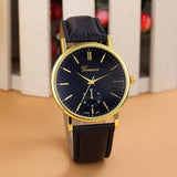 Gold Geneva PU Leather Analog Quartz Dress Watches