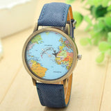 Denim Fabric Globe Dress Watch