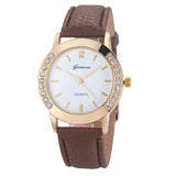 Nueva Geneva Diamond Leather Quartz Wrist Watch